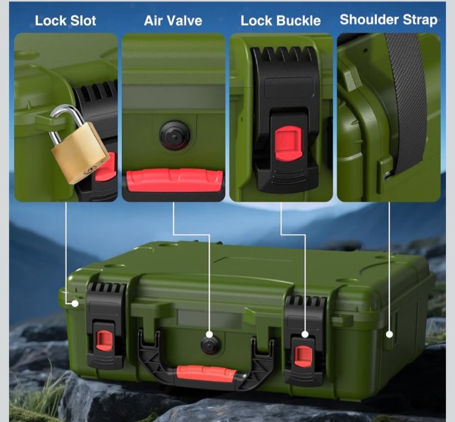 Green waterproof hard case for Starlink Mini with portable strap
