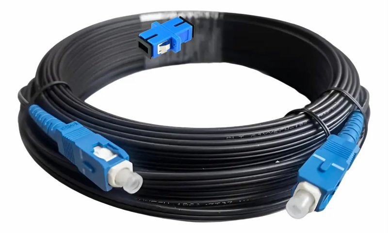 Black 50 meter fiber optic cable with SC/UPC connectors