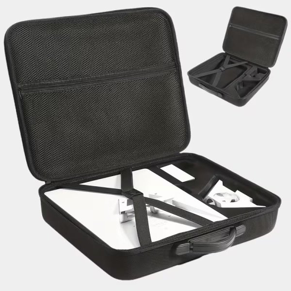 Black rigid travel case for Starlink dish and accessories