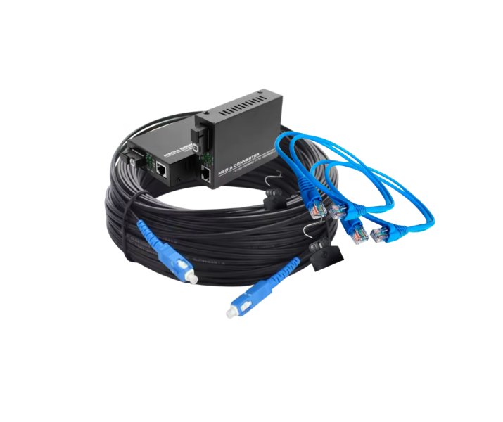 Rural expansion kit with fiber converter and patch cords